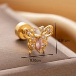 Pink / 1 Piece Simple Series Classic Butterfly Copper  Gold Color Zircon Women's Stud Earrings Picture3